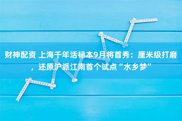 财神配资 上海千年活标本9月将首秀:厘米级打磨,还原沪派江南首个试点“水乡梦”